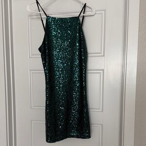 Lulu's Emerald Green Sequin Mini Dress